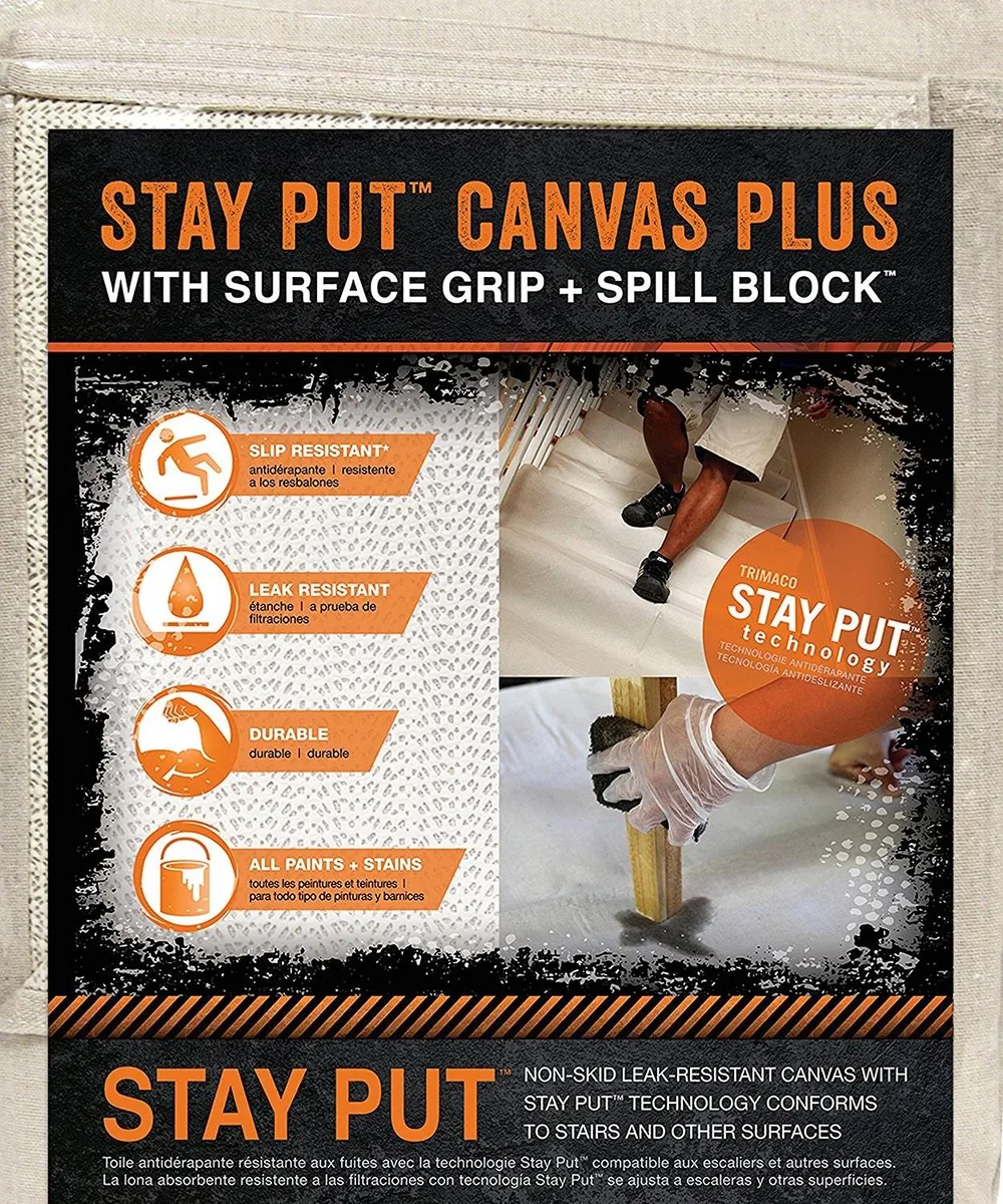 TRIMACO TRIMACO 04328 Anti-Slip Canvas Drop Cloth 12 ft x 4 ft — product photo