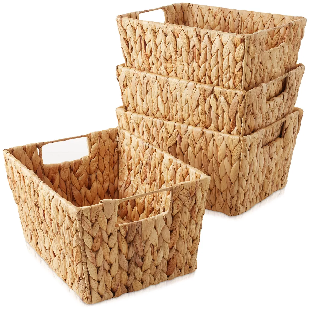 Casafield Casafield STO-S5293-NAT 4-pack water hyacinth bins 12in closet organization — product photo