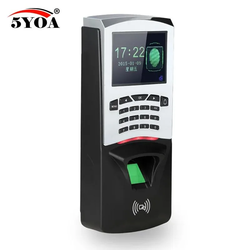 Rectangular metal door lock with fingerprint scanner and keypad