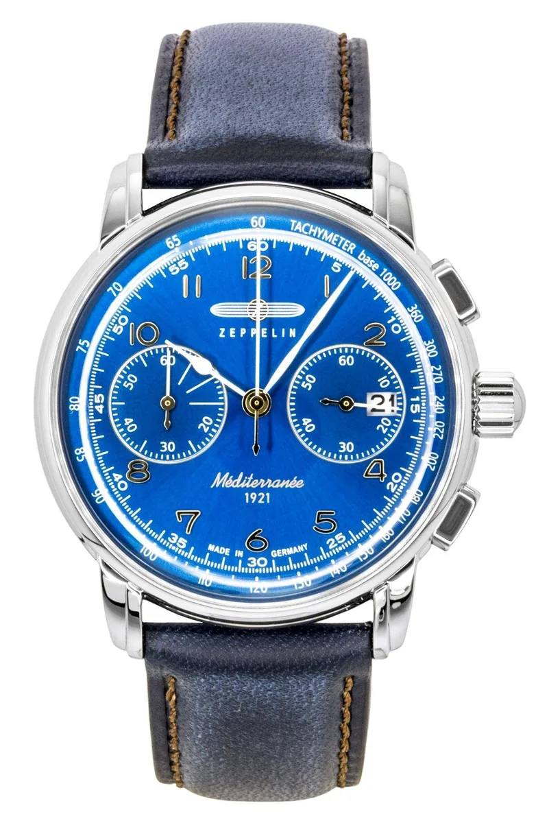 Graf Zeppelin Graf Zeppelin Mediterranee Chronograph 42.00 mm Blue Dial Leather 96703 watch — product photo