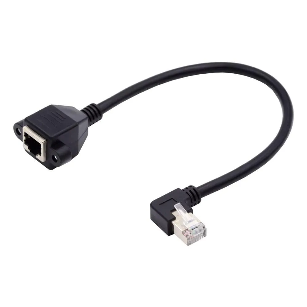 LORDWORLD LORDWORLD Right Angle 90° Cat6 8P8C Male-Female Extension Cable 30cm Panel Mount — product photo