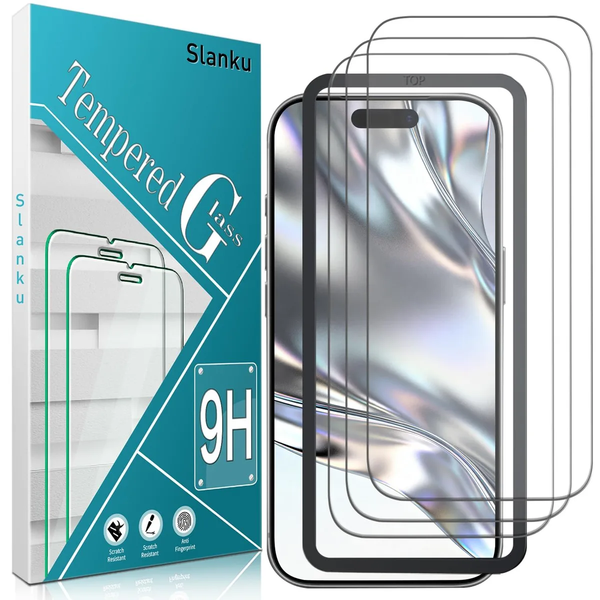  Slanku iPhone 17 Pro Screen Protector 3 Pack Tempered Glass 6.3 inches Transparent — product photo