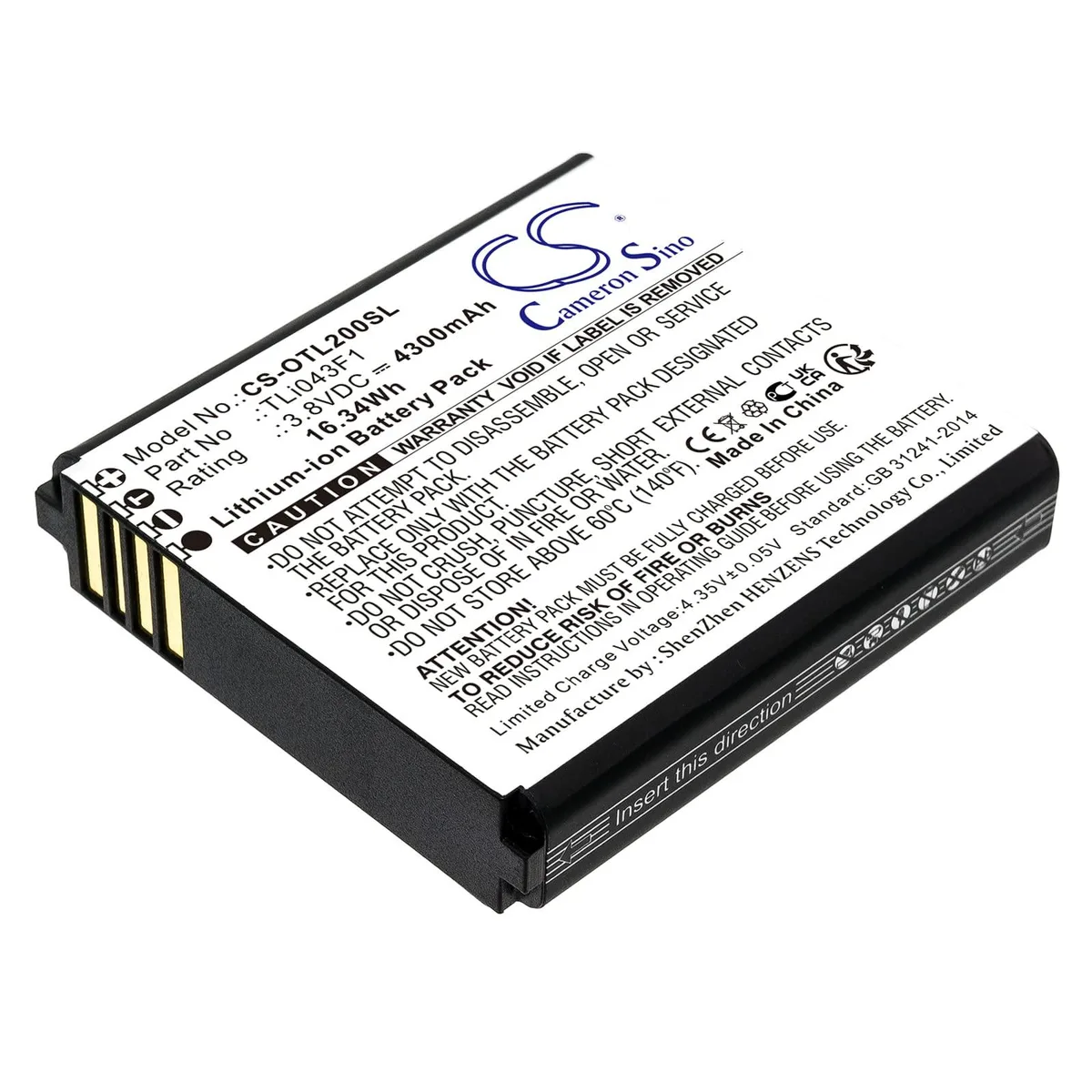  Cameron Sino TLi043F1 4300mAh 16.34Wh cell phone battery — product photo