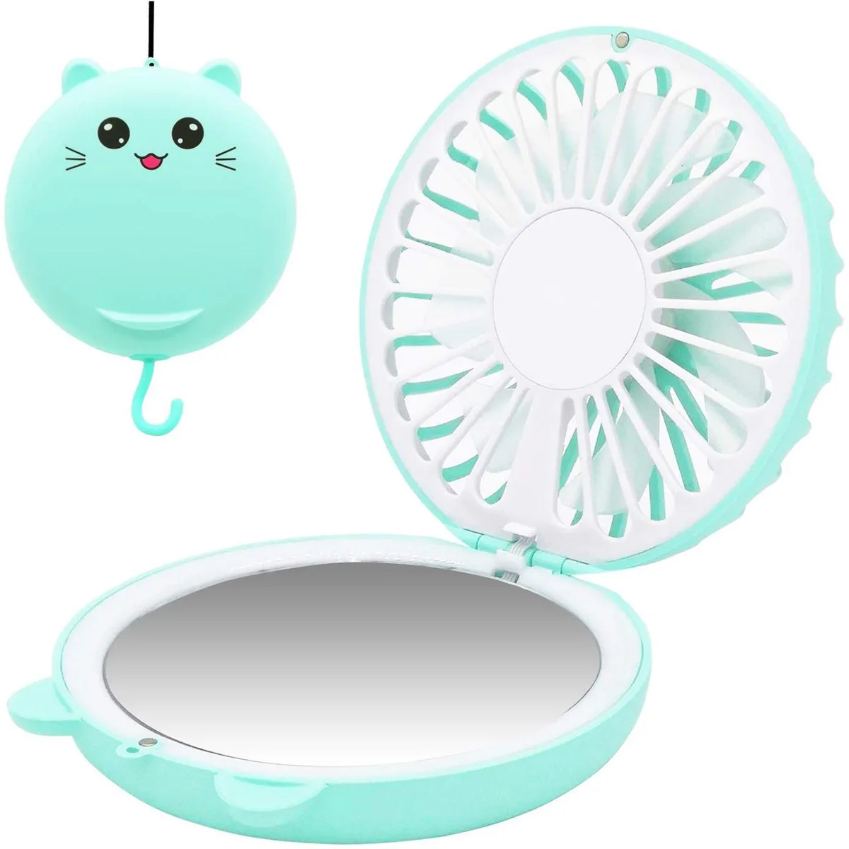 Altatac Altatac LuckyCatFan Green 3.5 inch Necklace Fan Mirror — product photo