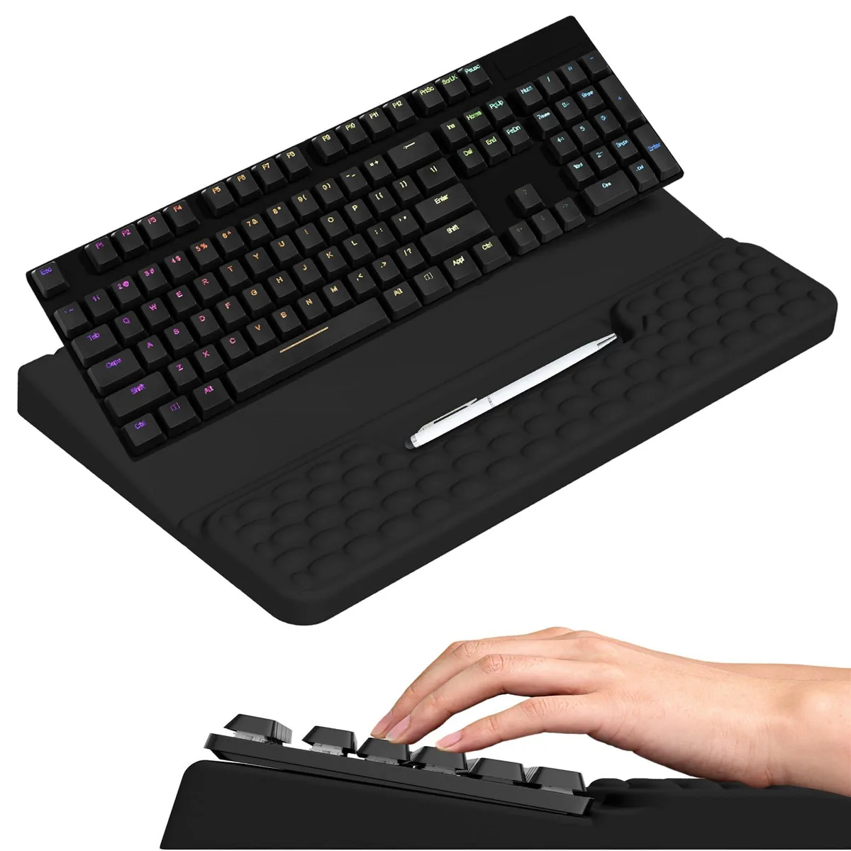  RVSEDYU JPZD-Black Keyboard Stand with Soft Memory Foam Wrist Rest for Office 16.93 x 9.45 in — product photo