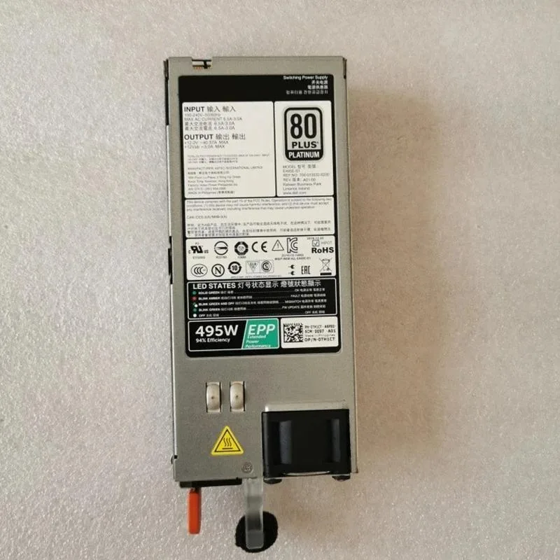 KHACHIMO KHACHIMO 495W Power Supply 0GRTNK 09338D 02FR04 D495E-S1 E495E-S1 — product photo