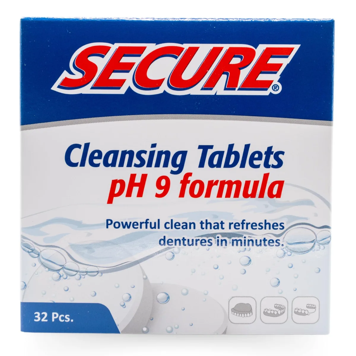 White box containing 32 individually wrapped cleansing tablets