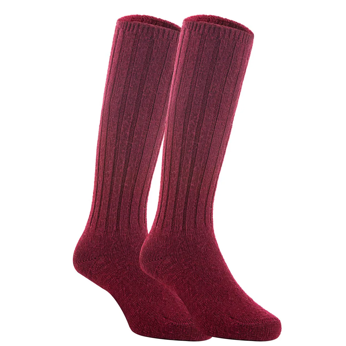Wine knee-high wool-blend boot socks size S