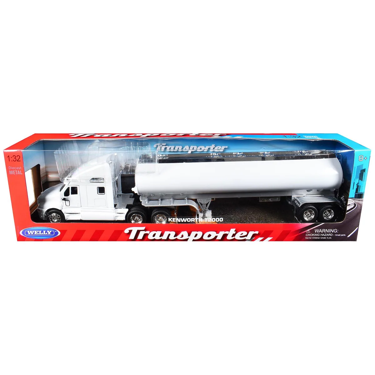 WELLY WELLY Kenworth T2000 White Truck &amp; Tanker Trailer 1/32 — product photo