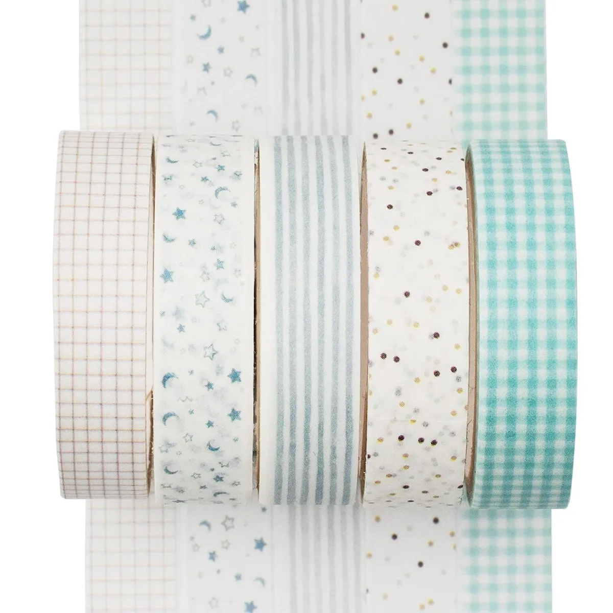 YUBX YUBX Washi Tape Set 5 Rolls 10mm x 3m Cyan Dew — product photo