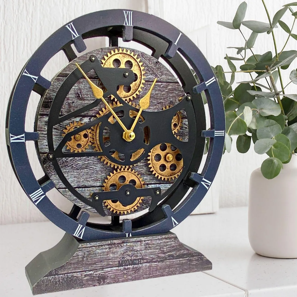 The Gears Clock The Gears Clock CABADA LINE 10 Inch Convertible Desk Wall Clock Carbon Grey — product photo