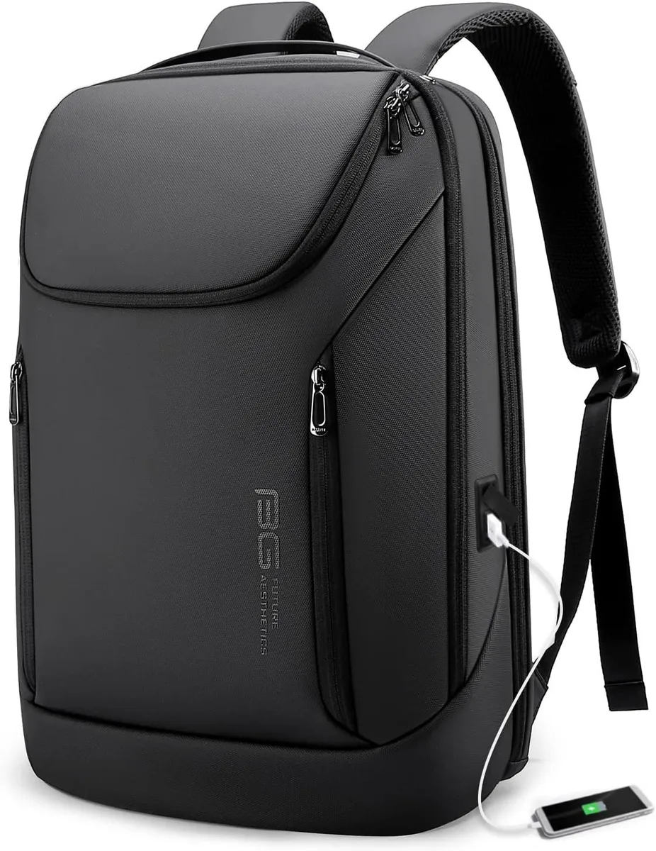 BFKK BFKK Backpack Waterproof 15.6 Inch Laptop USB Charging Port Black — product photo