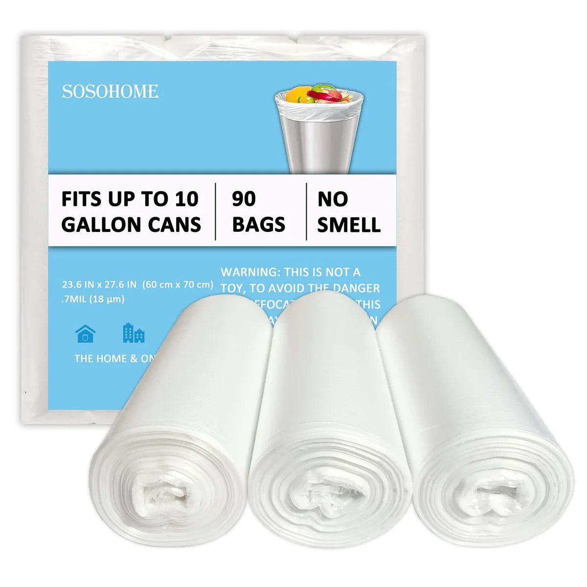  SOSOHOME S211 10 Gallon Garbage Bags 18 Micron 90 Count — product photo