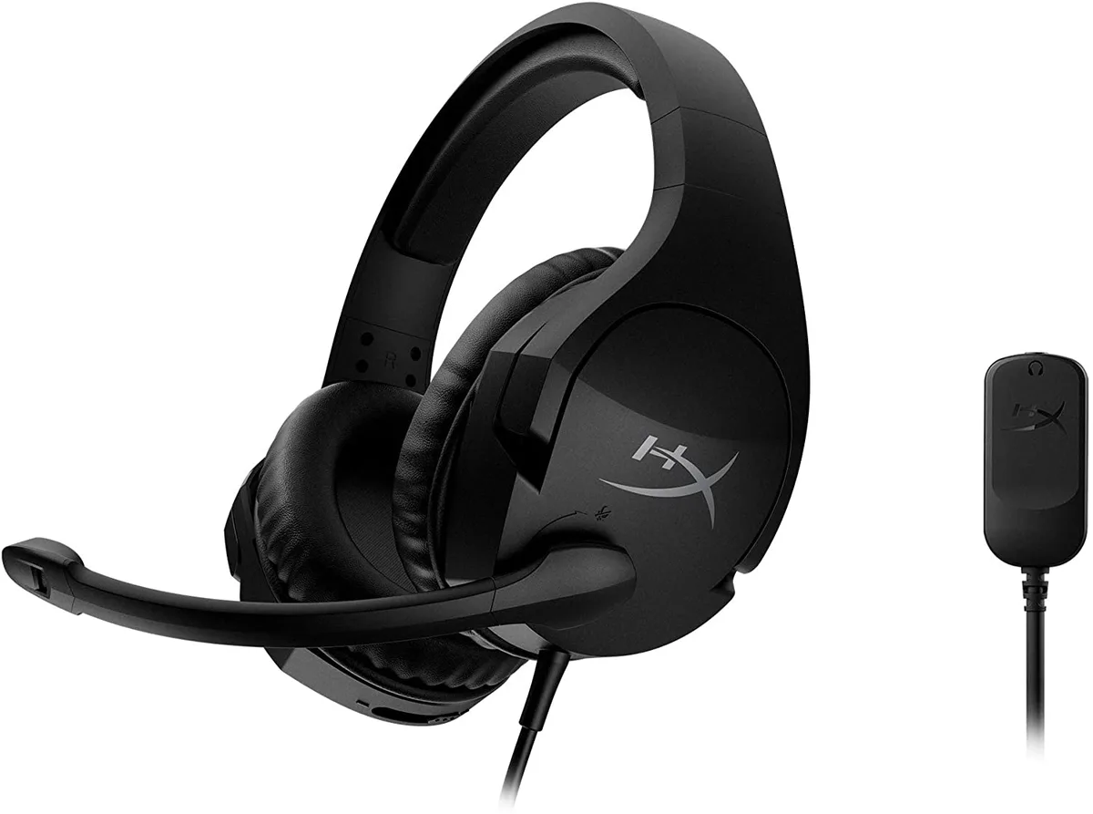 Black wired gaming headset with 50mm drivers, leatherette ear cups, steel sliders, swivel-to-mute microphone, 90° rotating cups
