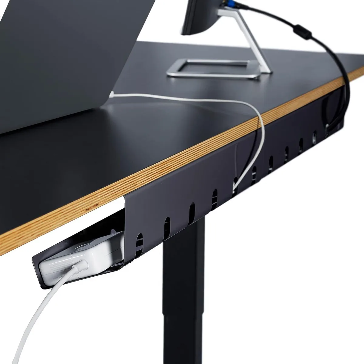 Junchi Junchi cable management tray set of 3 black 44x10x12cm with 10 cable ties — product photo