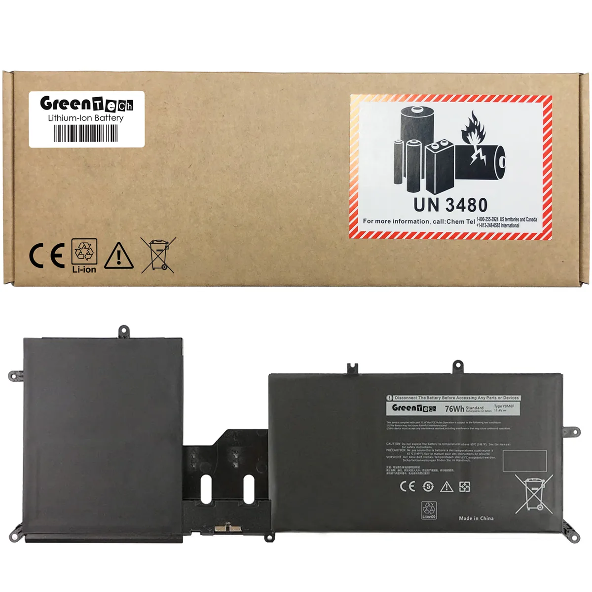 NShi NShi Y9M6F laptop battery Alienware M15 M17 R2 76WHR 11.4V 6666mAh 6-cell — product photo