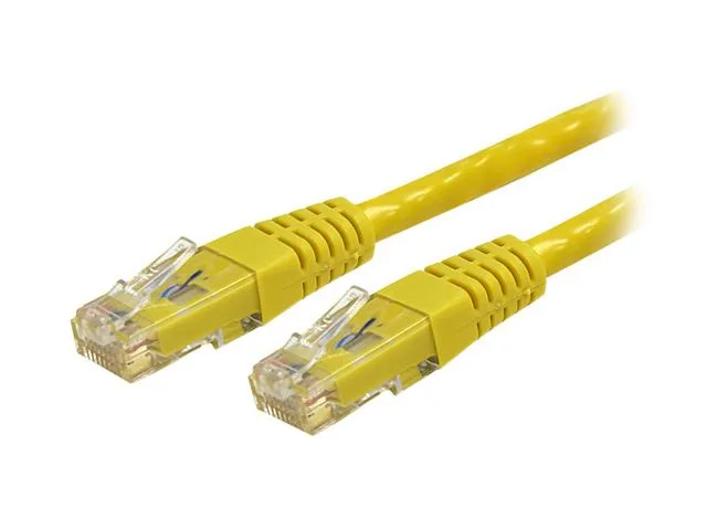 Yellow Cat 6 patch cable, 25 ft, RJ45 connectors, molded strain relief