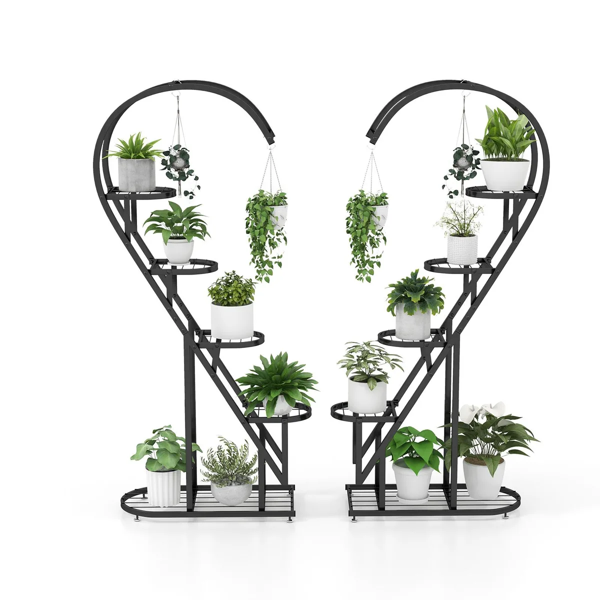 SlickBlue SlickBlue 5 Tier Metal Plant Stand 2 Pack 58" H 44 lbs Shelf 11 lbs Hook — product photo