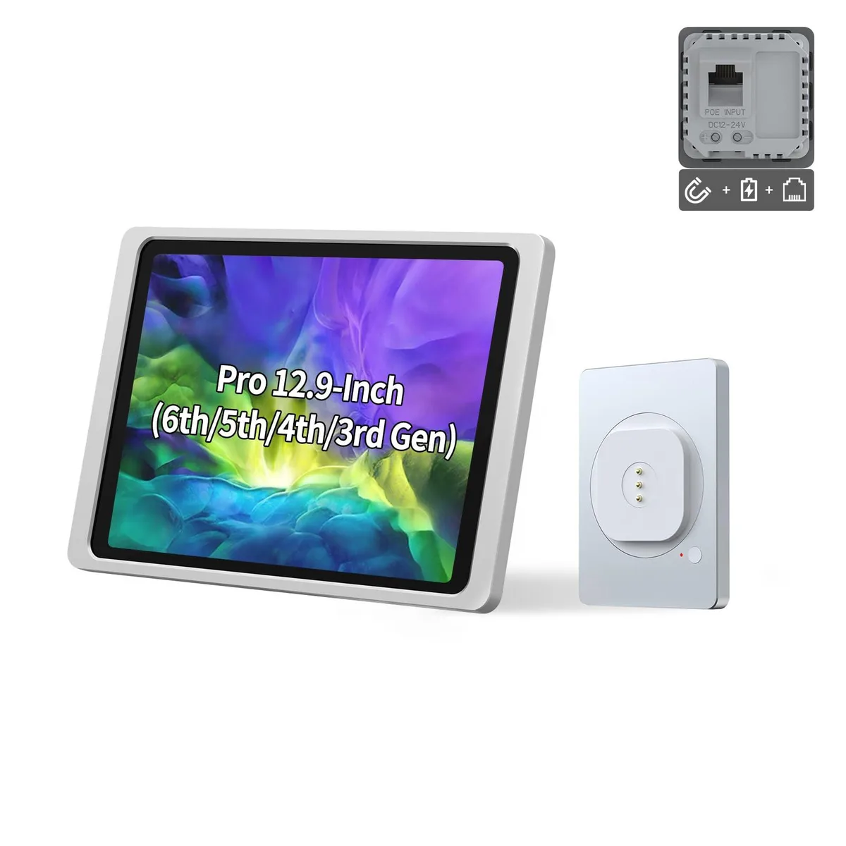 EMONITA EMONITA EM-PW1825P/A10 SILVER PoE &amp; DC Magnetic iPad Wall Mount 12.9" 18W 360° Silver — product photo