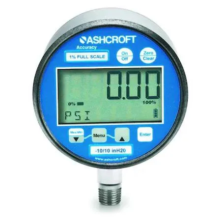 Ashcroft 2174 digital vacuum gauge transmitter 0-100 psi with stainless steel case and bottom 1/4 NPT connection