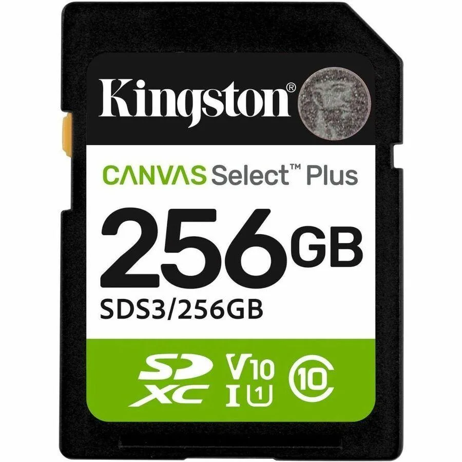 Kingston Technology Corp. Kingston Canvas Select Plus 256 GB SDXC UHS-I U1 V10 memory card — product photo
