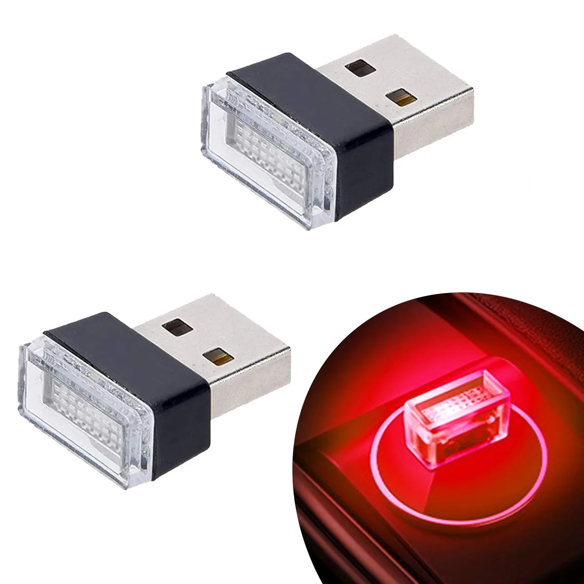  Hedou 2 Pcs Red Mini USB LED Car Interior Ambient Lights automotive specialty lighting — product photo