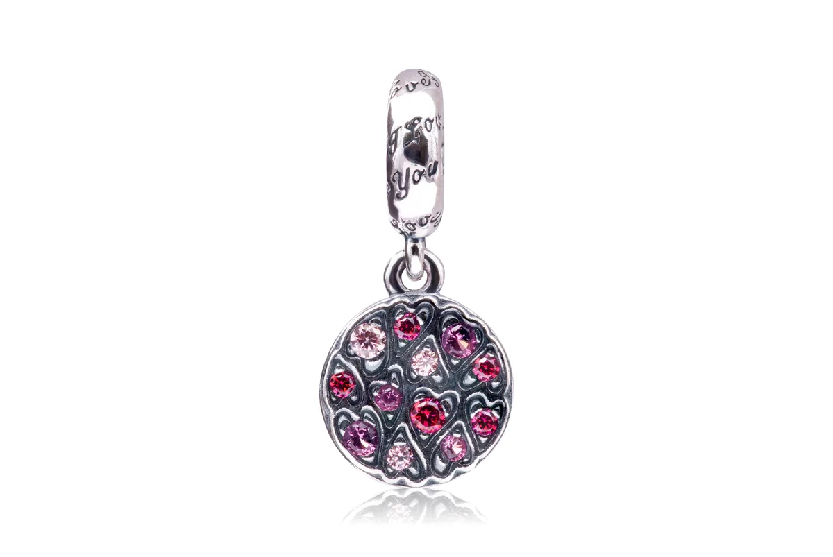PANDORA PANDORA Sparkling Heart Pattern Dangle Charm Silver — product photo