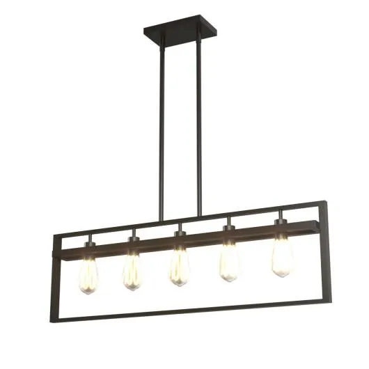 SlickBlue SlickBlue 5-Light Pendant Lamp Iron Square Shade Dark Brown 56.5" x 36" x 3.5 — product photo