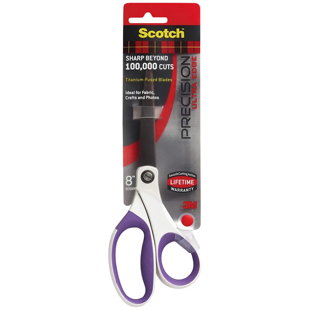 Scotch Precision Ultra-Edge titanium scissors, 8 inch pointed tip, assorted colors