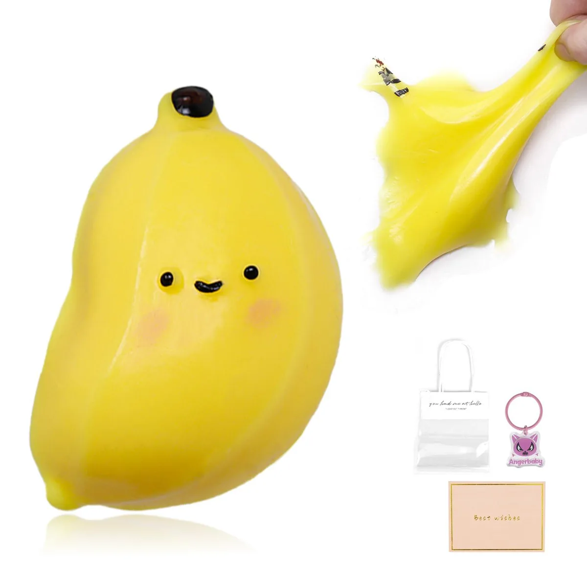  Taba Squishy Banana Stress Relief Toy, Sticky Silicone Banana Squeeze Fidget Toy — product photo