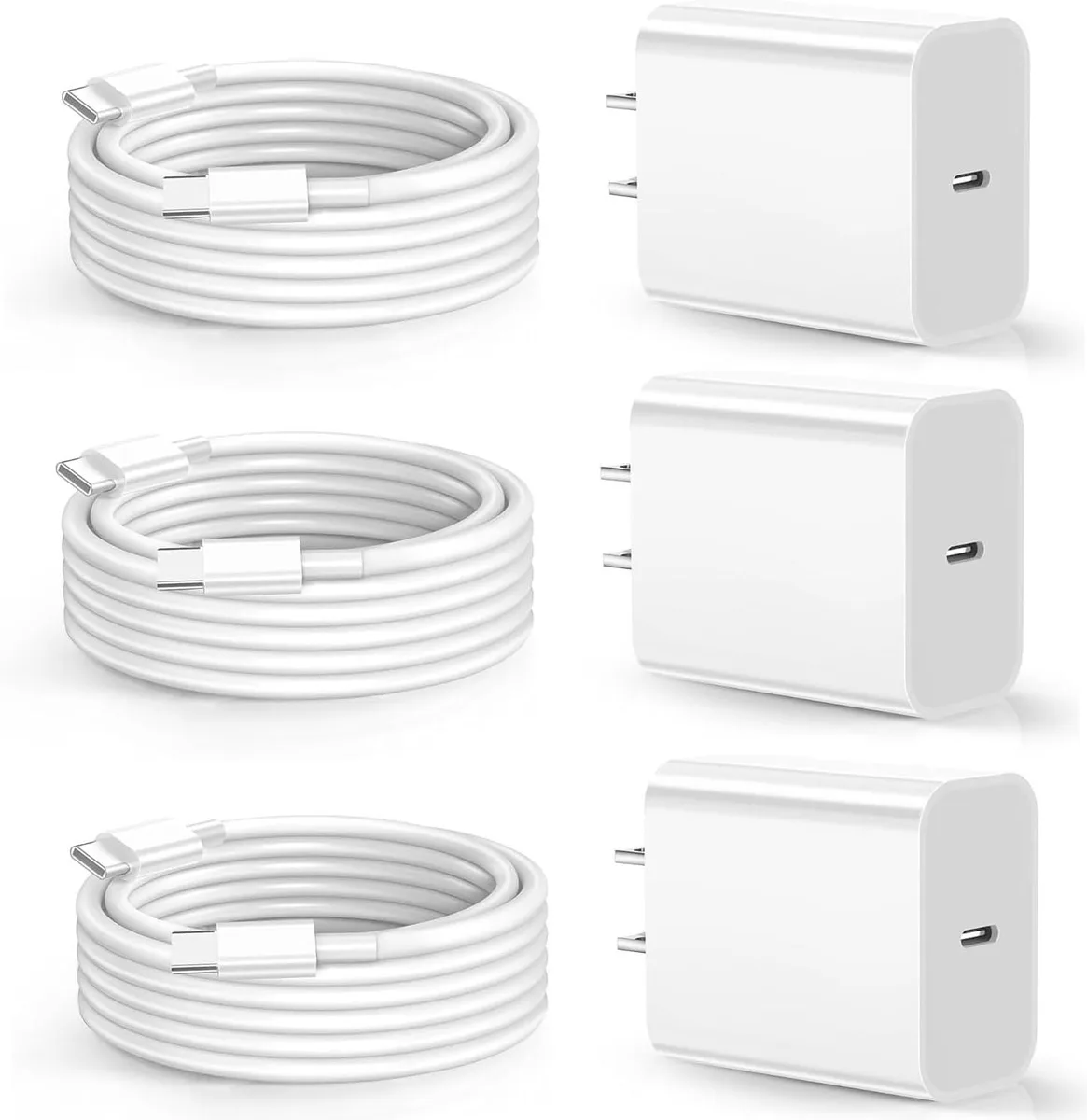 ONITOON ONITOON 20W USB charger 3-pack with 6ft cables — product photo