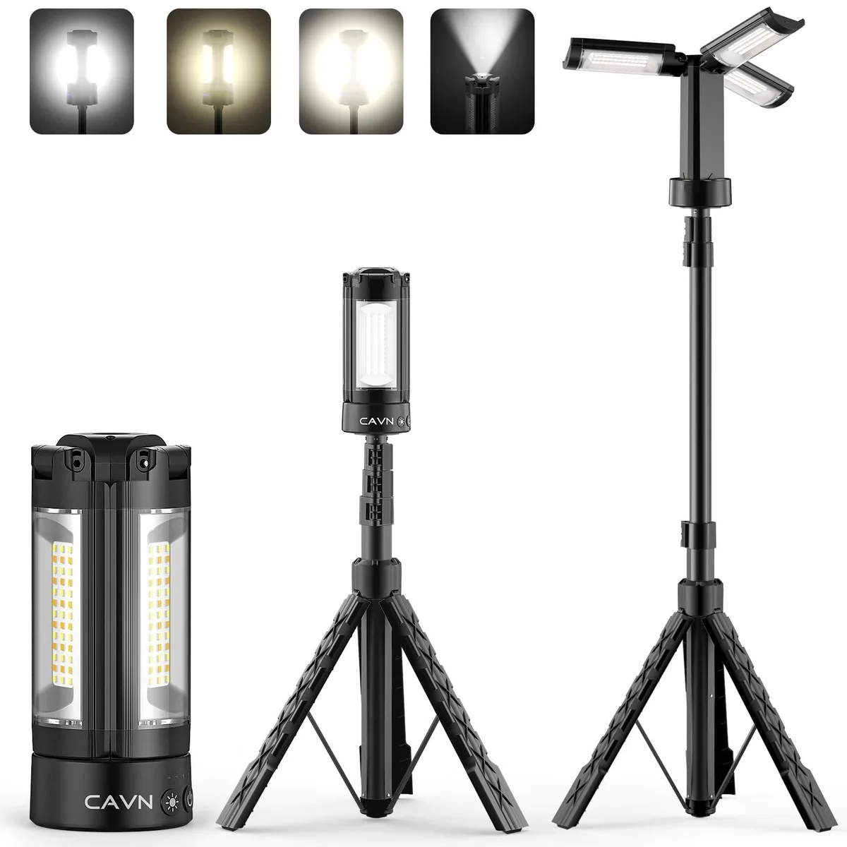  CAVN Rechargeable Camping Light 2200 lm 6.5 ft Stand Black — product photo