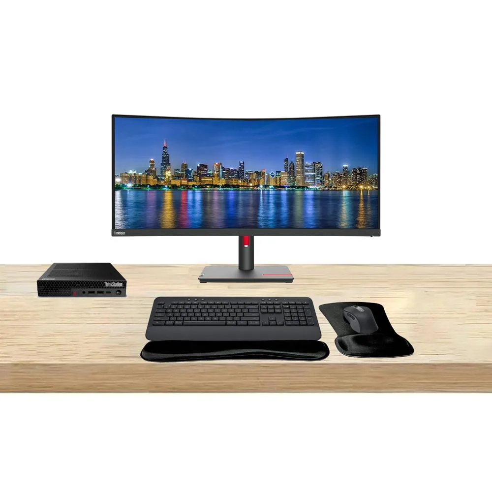 Lenovo Lenovo ThinkStation P3 Tiny i9-14900 32GB 1TB T1000 8GB DDR6 + ViewFinity S65UA 34 UWQHD + MK650 — product photo