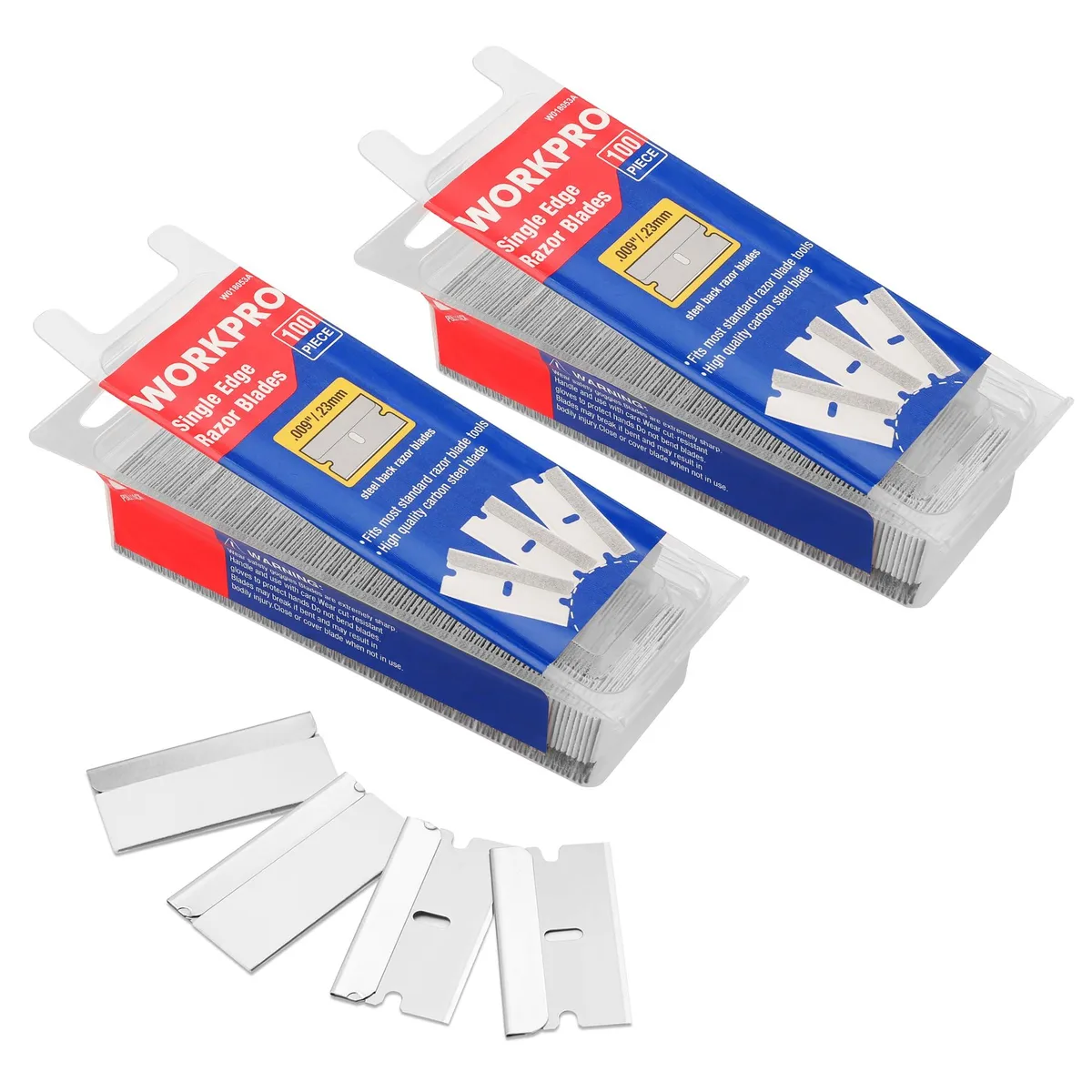 WORKPRO 200-Pack Single Edge Razor Blades Carbon Steel Scraper Blades — product photo