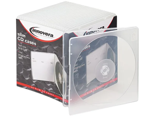 Pack of 25 clear slim CD cases in translucent polypropylene