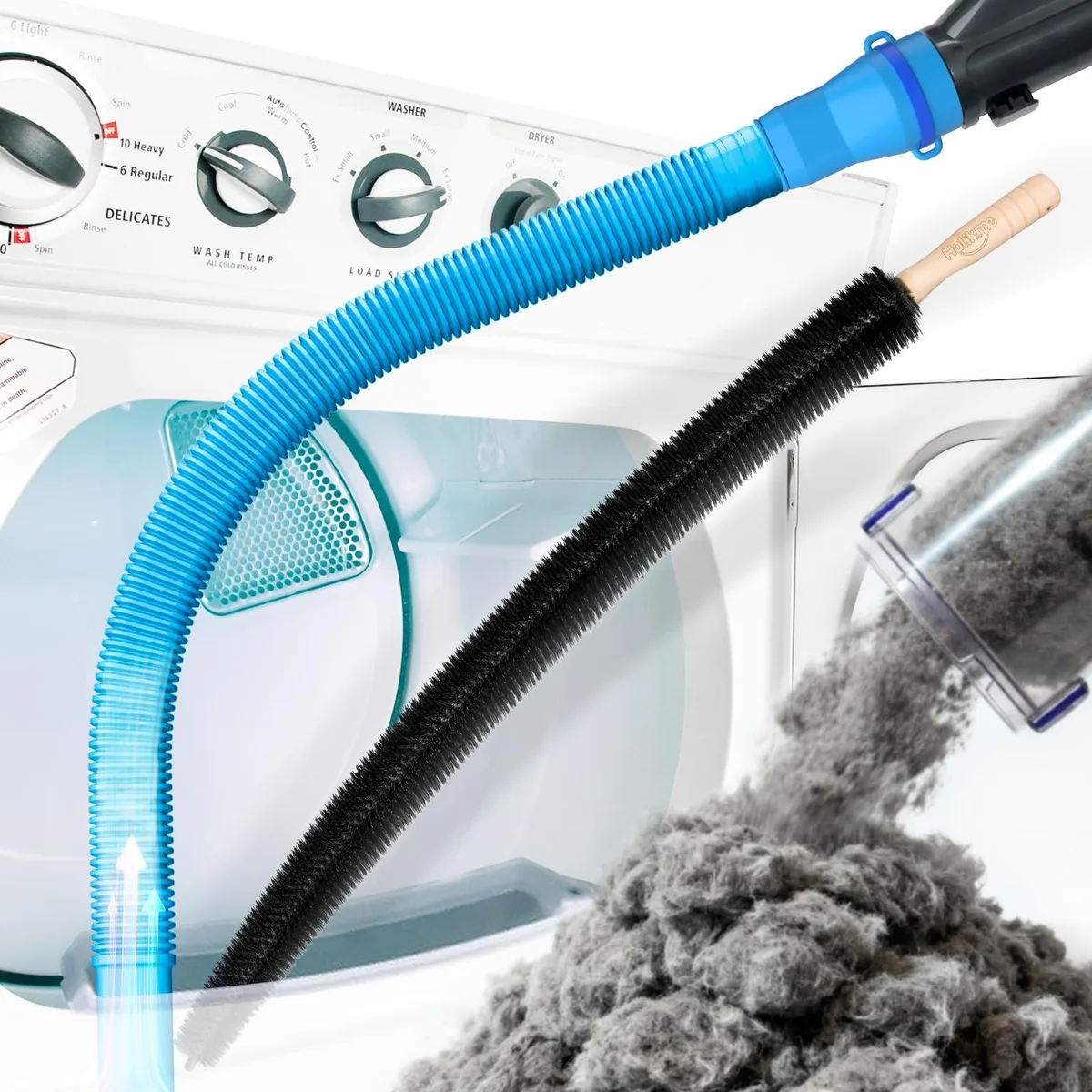 Blue flexible hose and brush kit for vacuum attachment