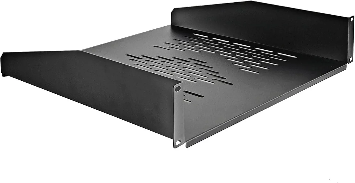 TAURKENAM TAURKENAM 19" 2U Vented Cantilever Shelf 18" 45 cm Depth Black — product photo