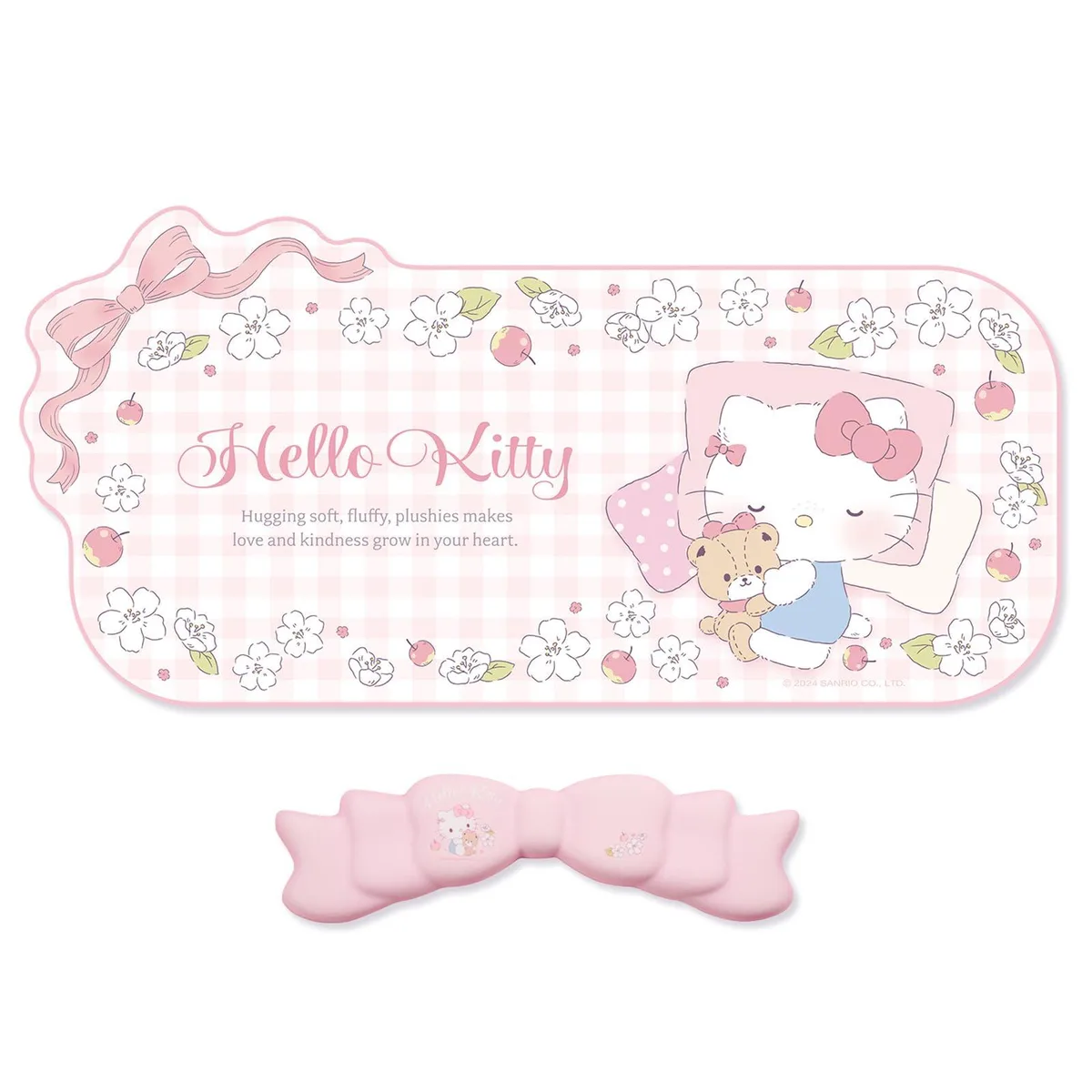  Kuitmor Flower Cat Mouse Pad &amp; Wrist Rest Set 32.3 x 15.5 in Pink — product photo