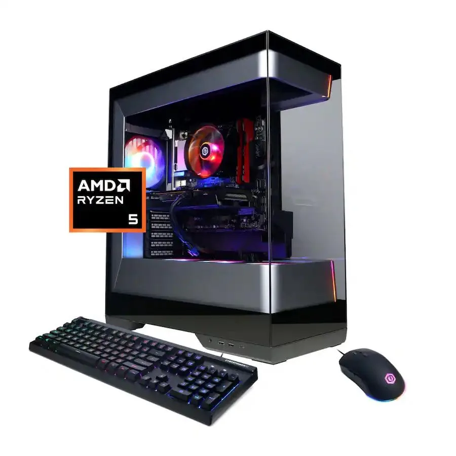CyberpowerPC CyberpowerPC GMA5600BSTV4 Gaming PC Ryzen 5 5500 RX 6500 XT 4GB 16GB 1TB PCIe 4.0 Black — product photo