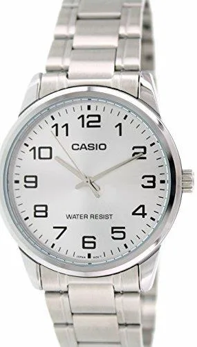 Silver dial analog watch with stainless steel bracelet