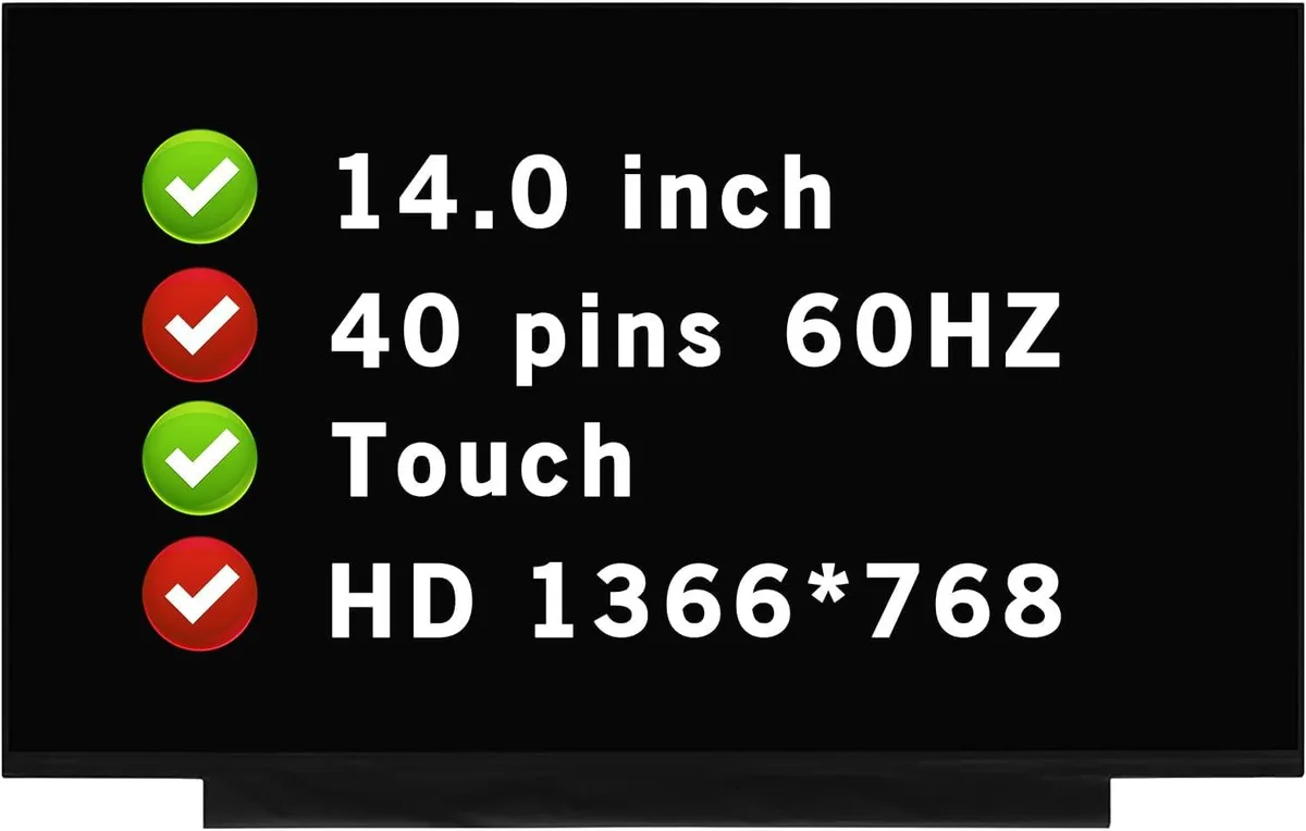 NUOLAISUN NUOLAISUN 14" LCD touch screen NT140WHM-T00 V8.1 V8.2 V8.3 40 pins 1366x768 — product photo