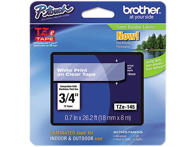 Brother Brother TZE145 18 mm White on Clear Tape pos accessory — product photo