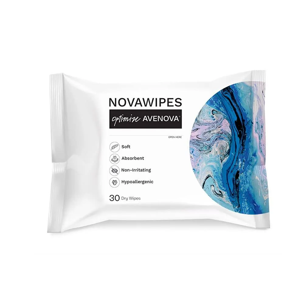 White rectangular box containing 30 dry eyelid wipes
