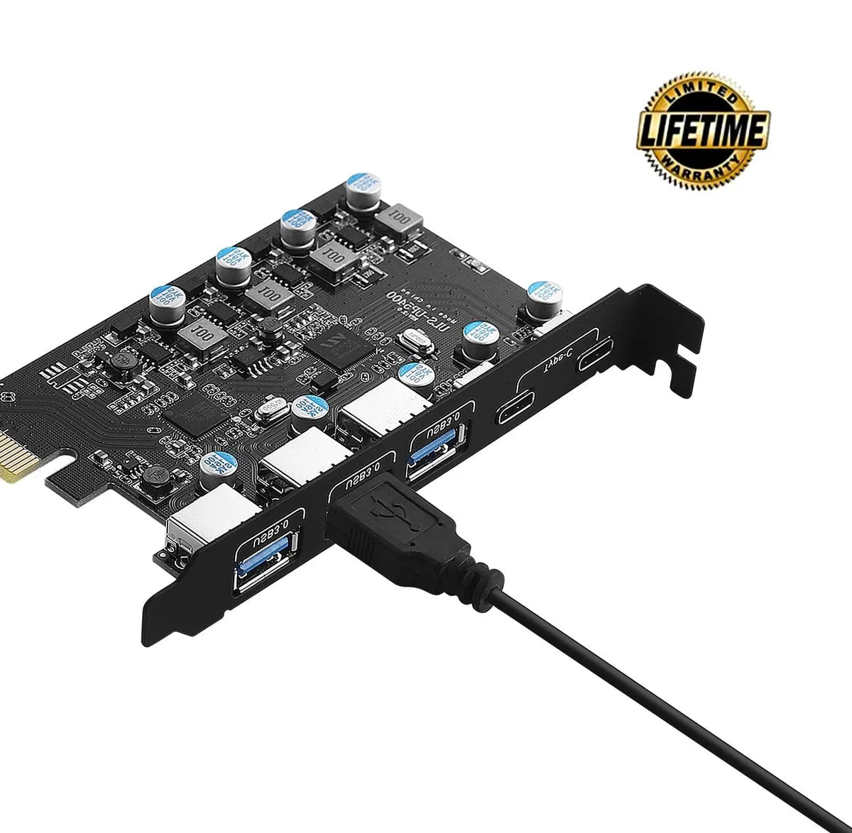 ESTONE ESTONE PCIE23A2C 5-Port PCIe USB 3.0 Expansion Card (2 USB-C, 3 USB-A) — product photo