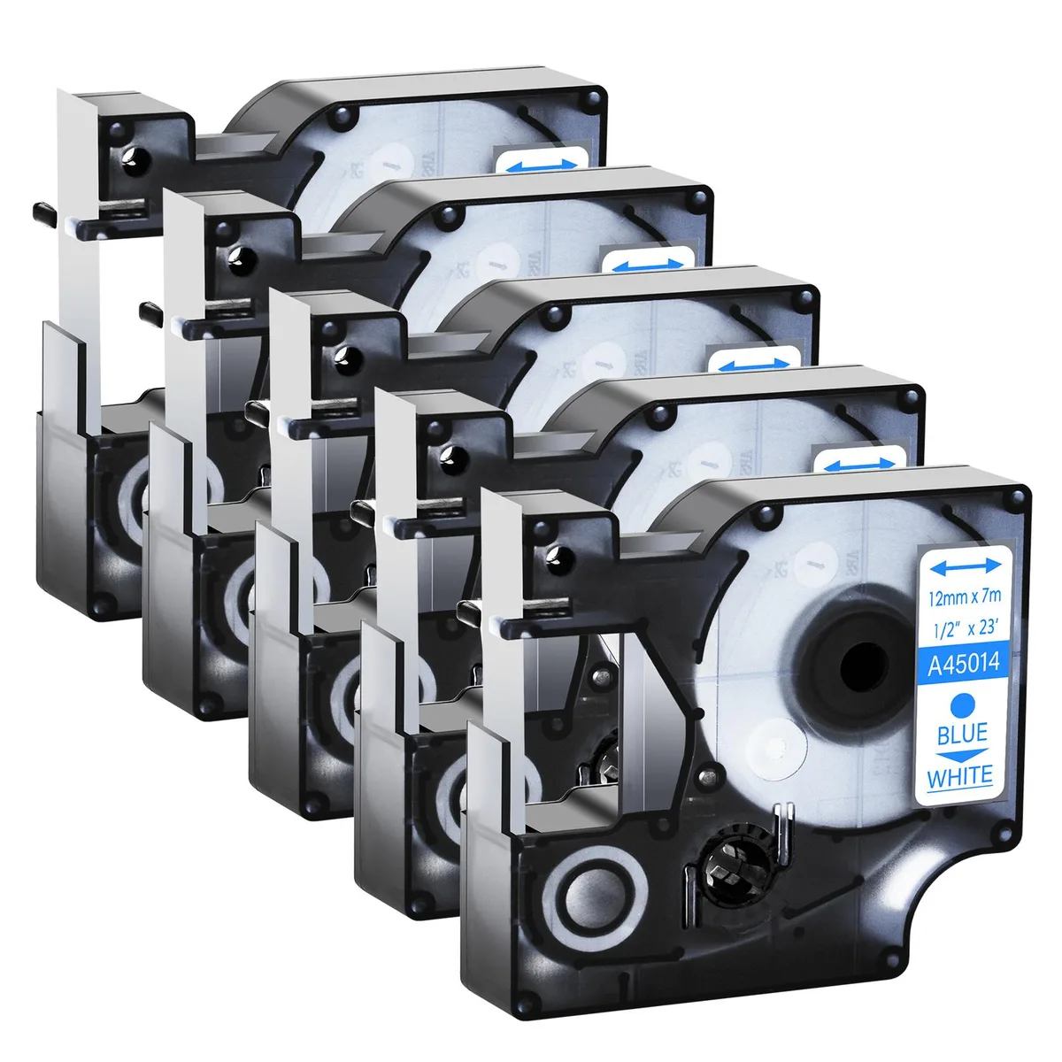 GREENCYCLE GREENCYCLE D1 Label Tape 5 Pack Blue on White 12mm 23ft — product photo