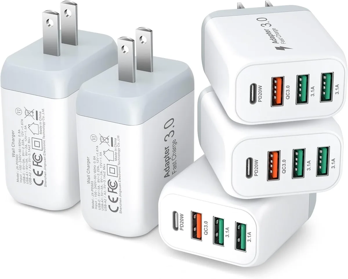 ONITOON ONITOON 5 Pack USB-C Wall Charger 40W QC+PD 3.0 White — product photo