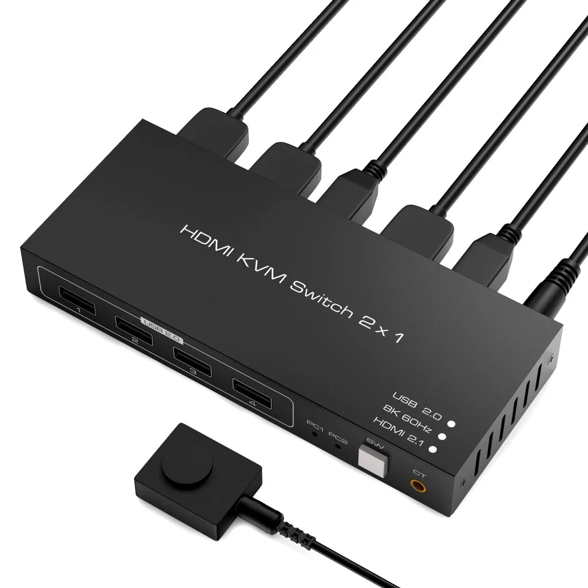 BUCIER BUCIER 8K HDMI KVM Switch 2 Port 4 USB Black — product photo