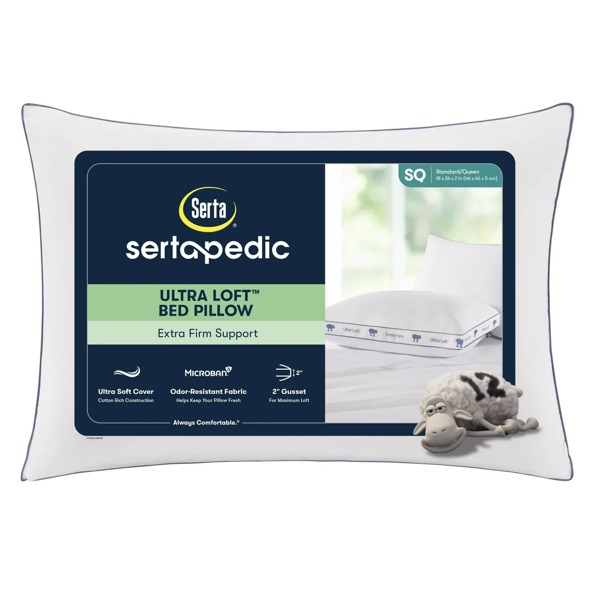 Serta Serta Sertapedic Ultra Loft Standard/Queen Bed Pillow, Extra Firm Support — product photo