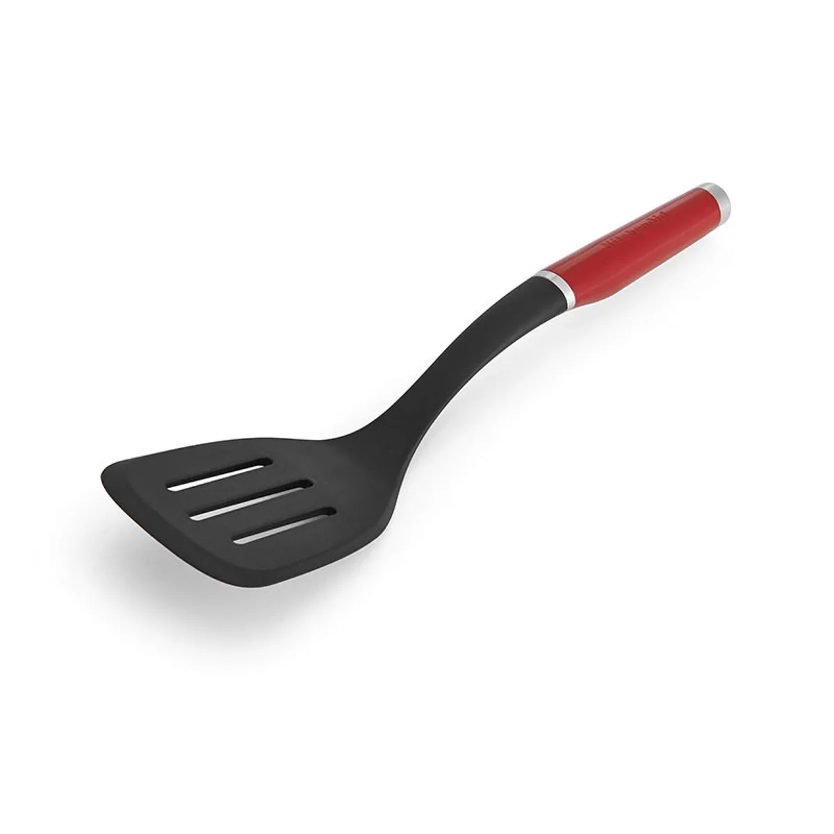 OXO Classic slotted turner, empire red nylon head with glossy black handle, 13.66 inch overall length