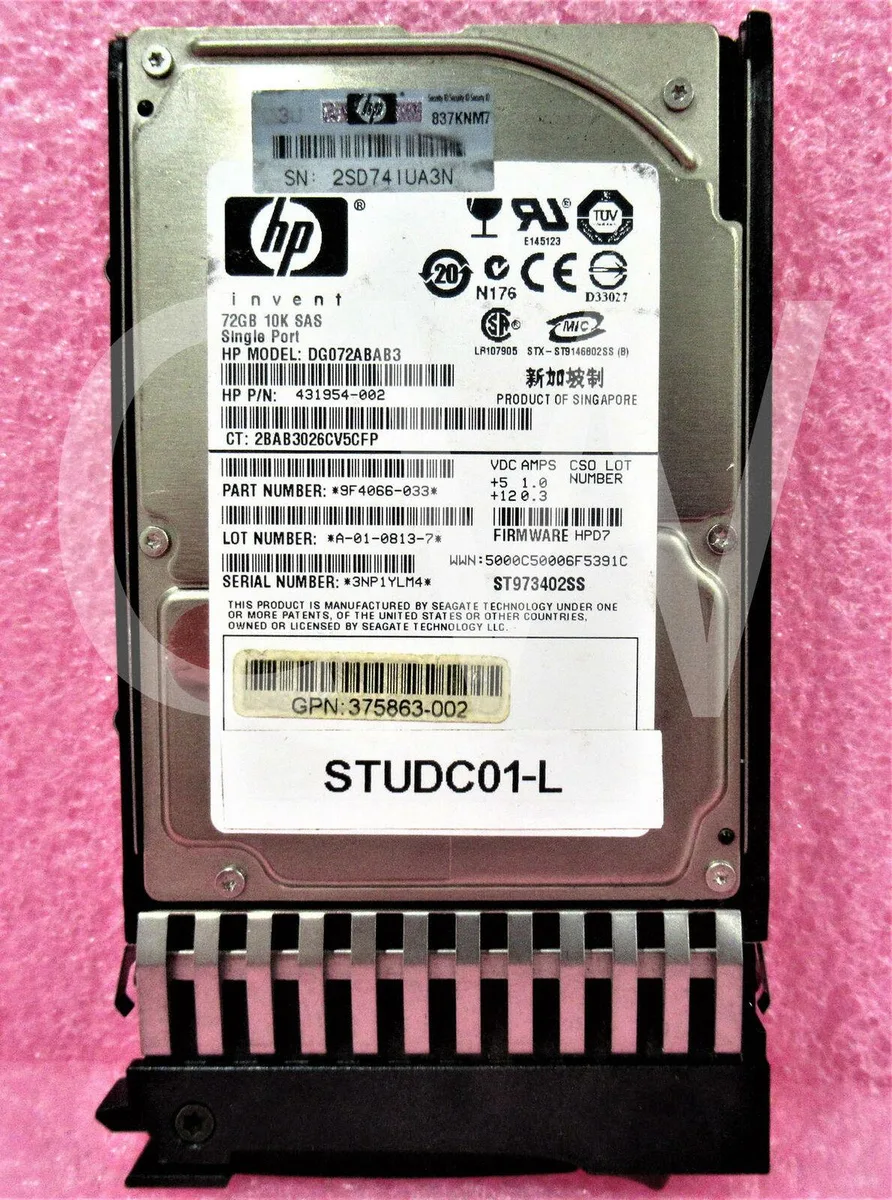 HP HP DG072ABAB3 72GB 10000RPM 2.5in SAS Hard Drive — product photo